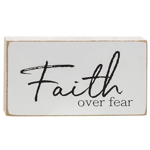 Faith Over Fear Wooden Block