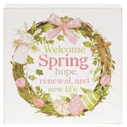 Welcome Spring Easter Wreath Box Sign