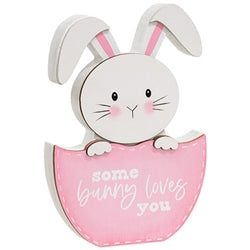 Some Bunny Loves You Hatching Bunny Wooden Sitter