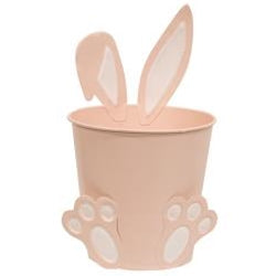 Pink Easter Bunny Metal Bucket