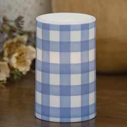 Blue & White Gingham Check Timer Pillar