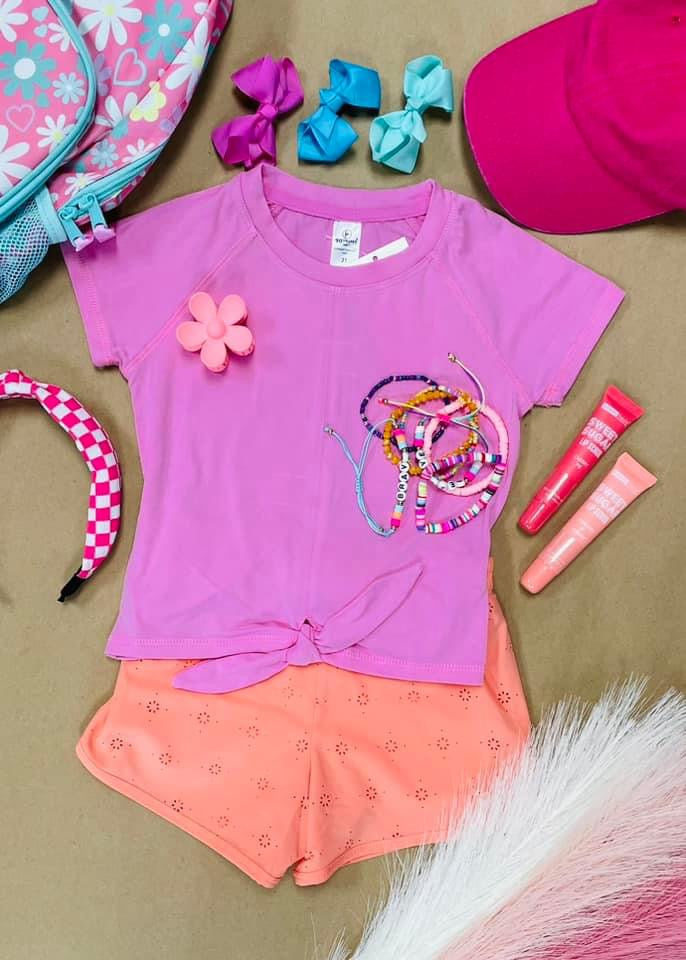 Pink Toddler Girls Soft T Shirt and Running Short Set