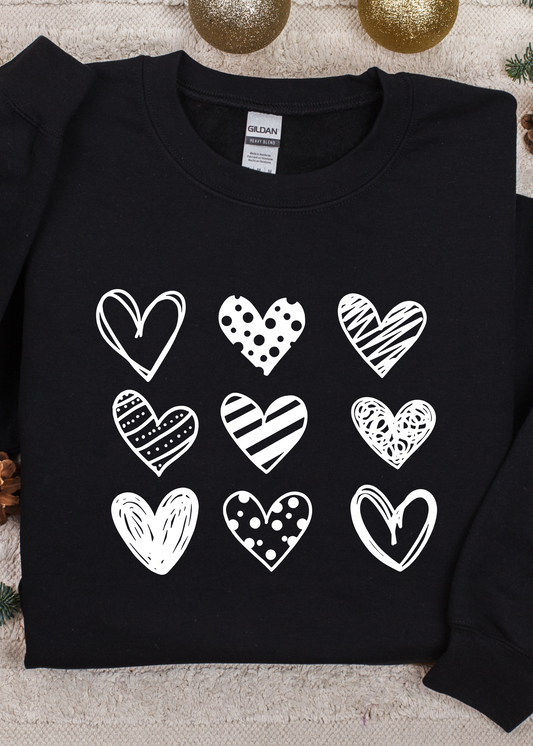 Row of Heart (White) Valentine Pullover