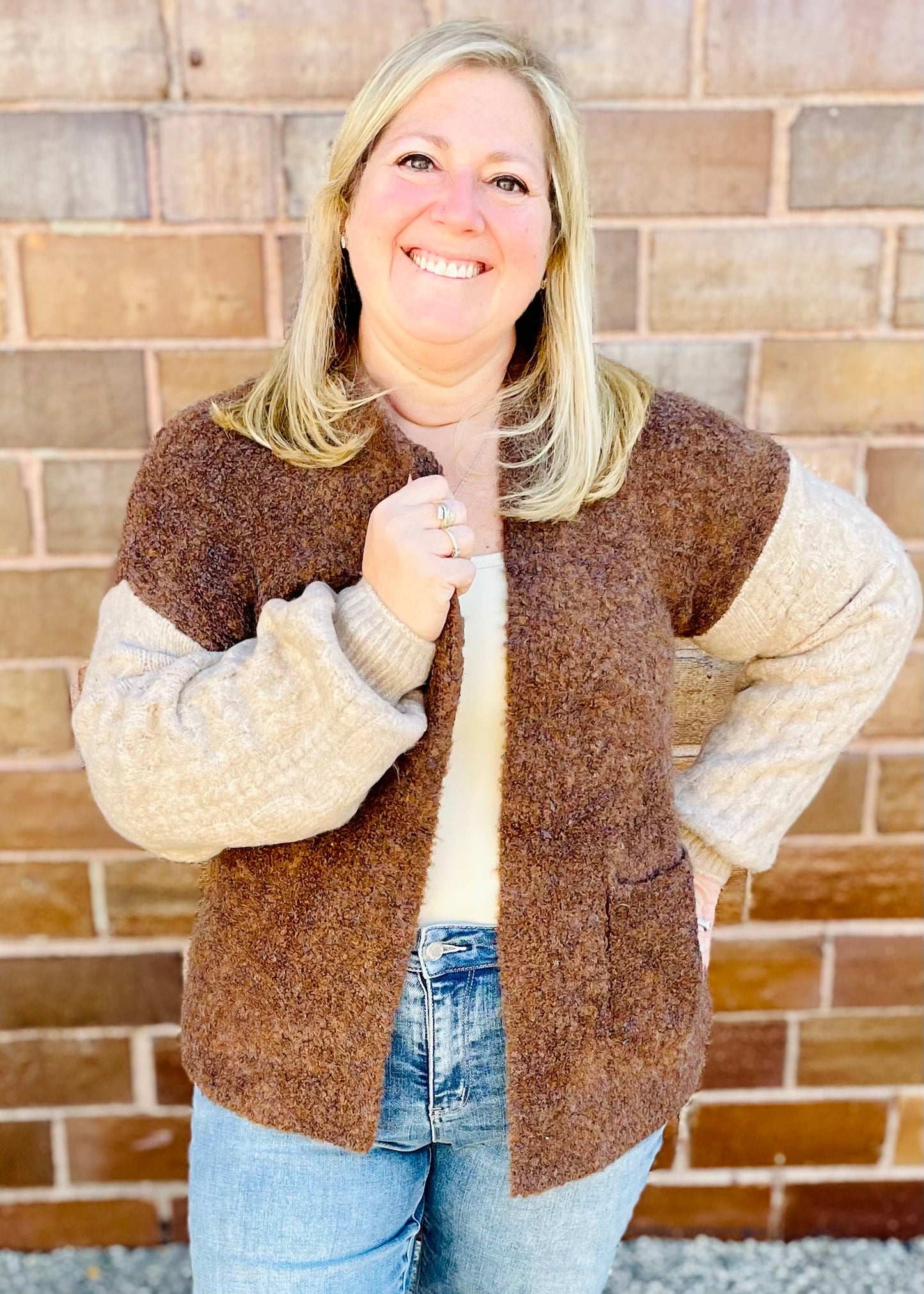 Brown Colorblock Cardigan