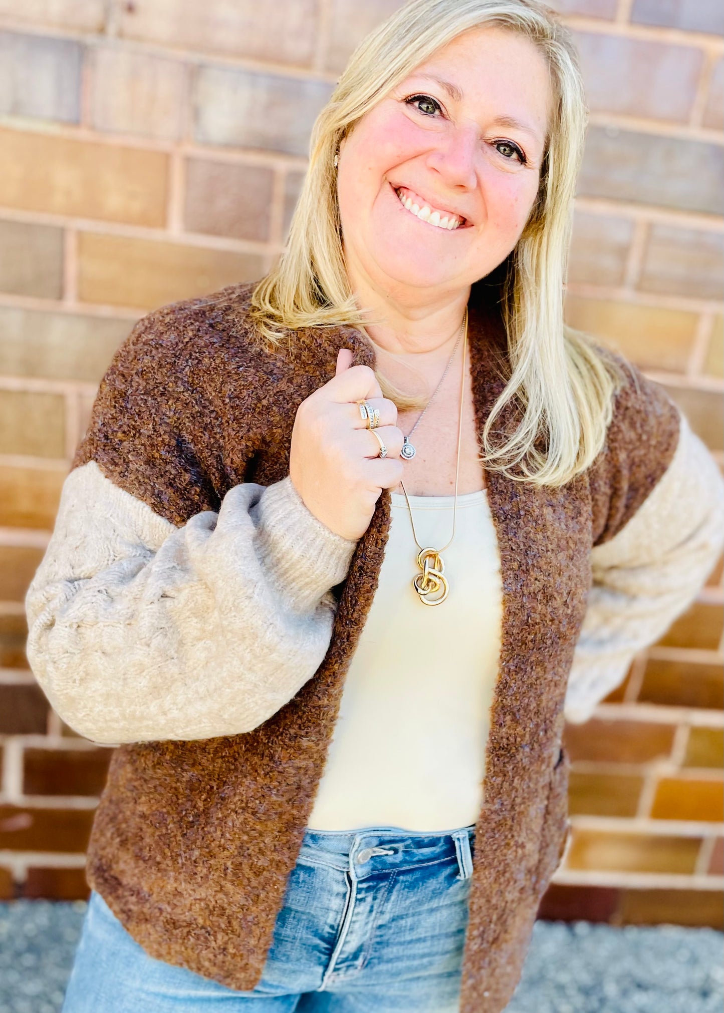 Brown Colorblock Cardigan