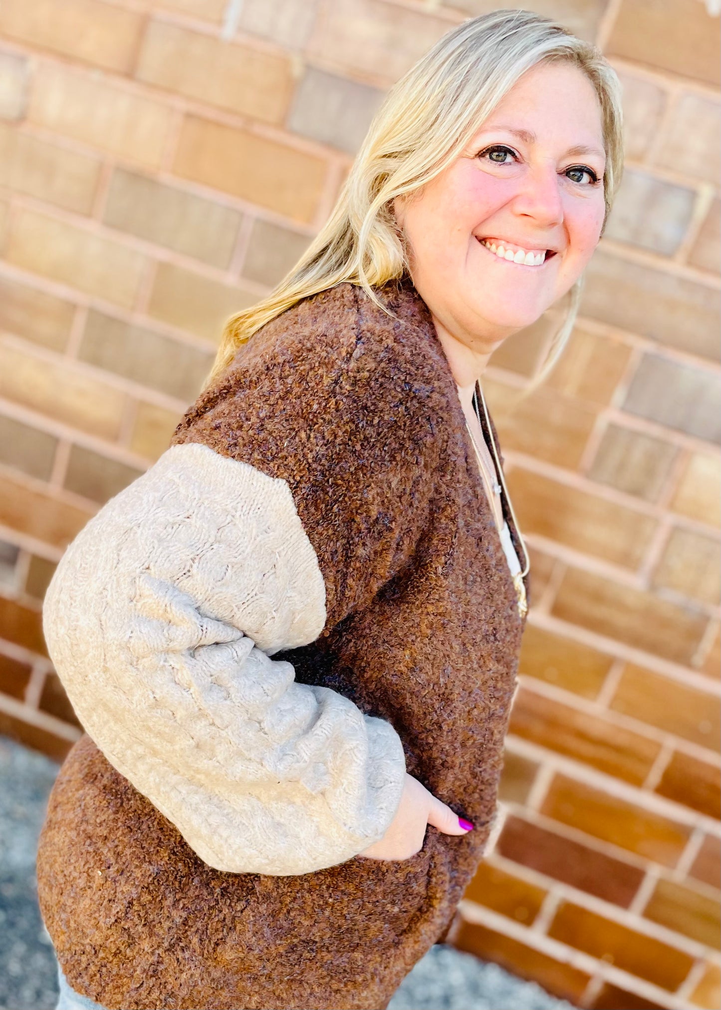 Brown Colorblock Cardigan