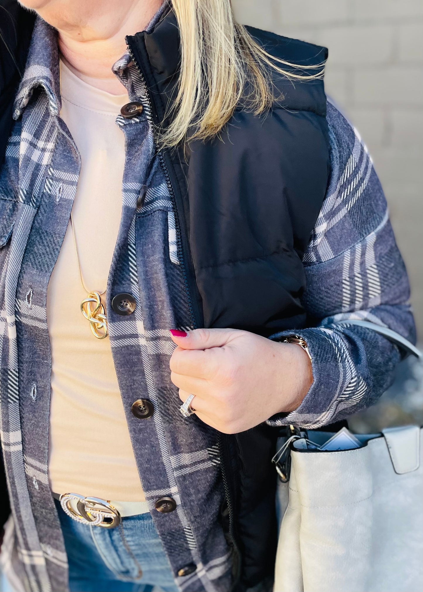 Black - Wide Quilted Vest