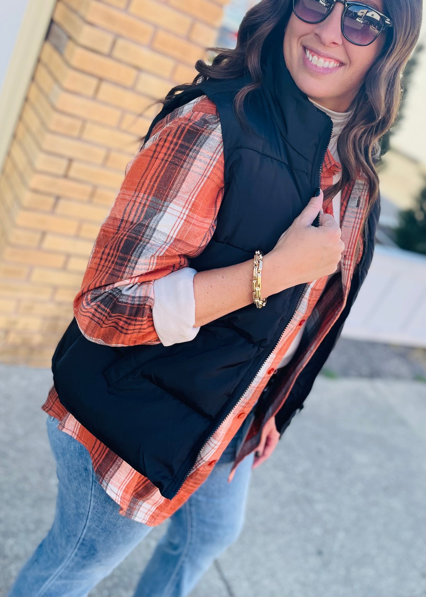 Black - Wide Quilted Vest