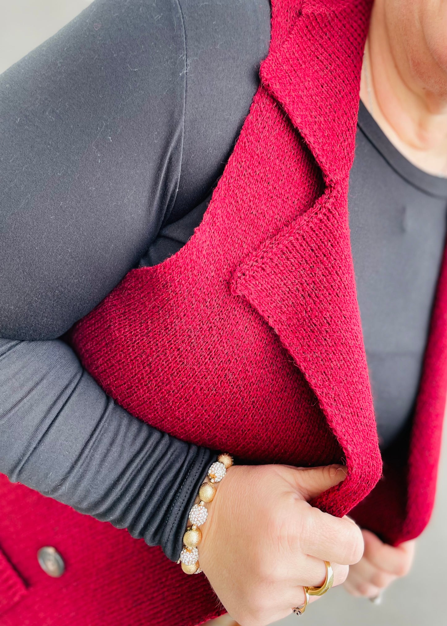 Burgundy Sleeveless Long Sweater Vest