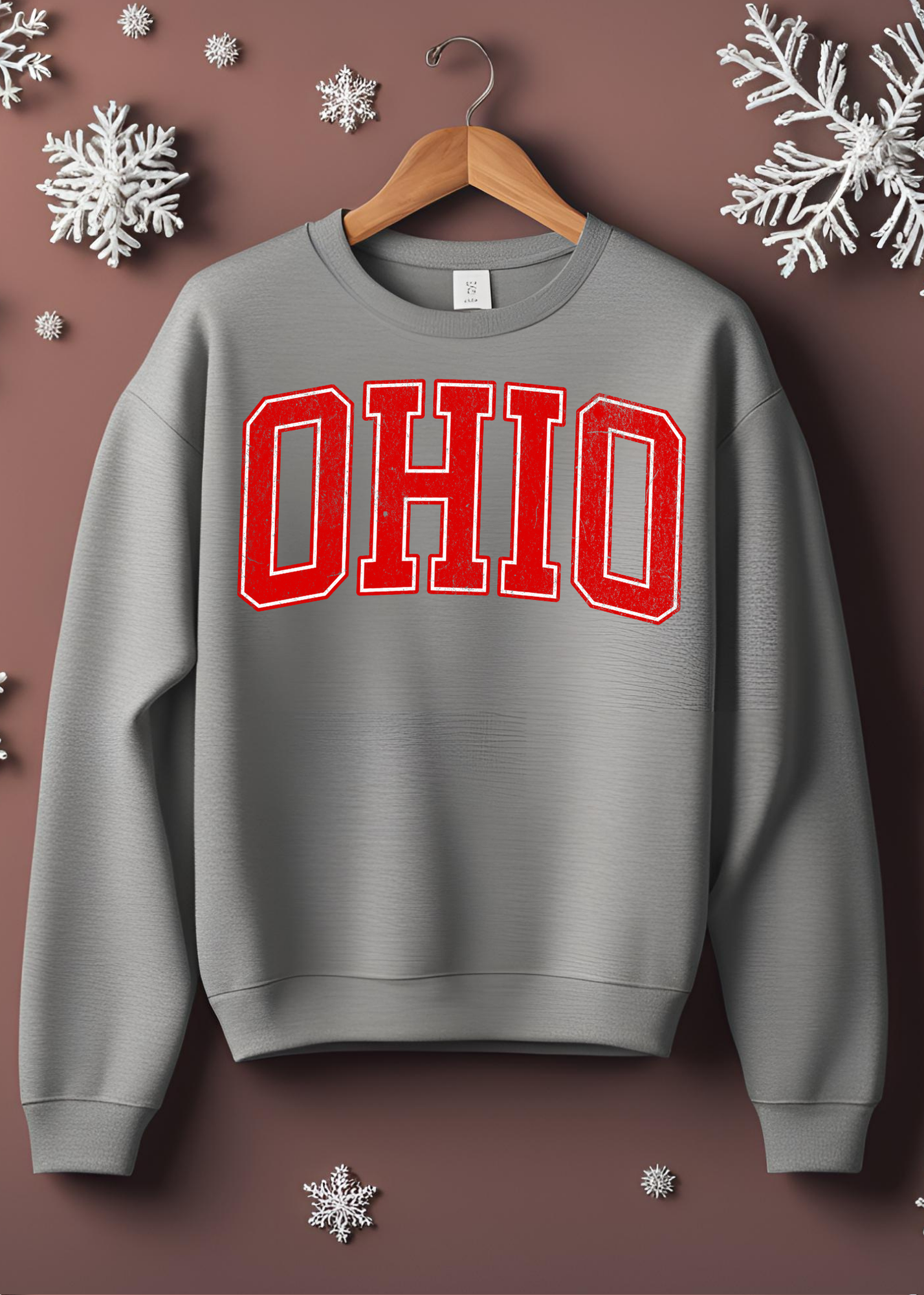 MADE TO ORDER - DISTRESSED OHIO VARISITY LETTER RED GRAPHIC PULLOVER