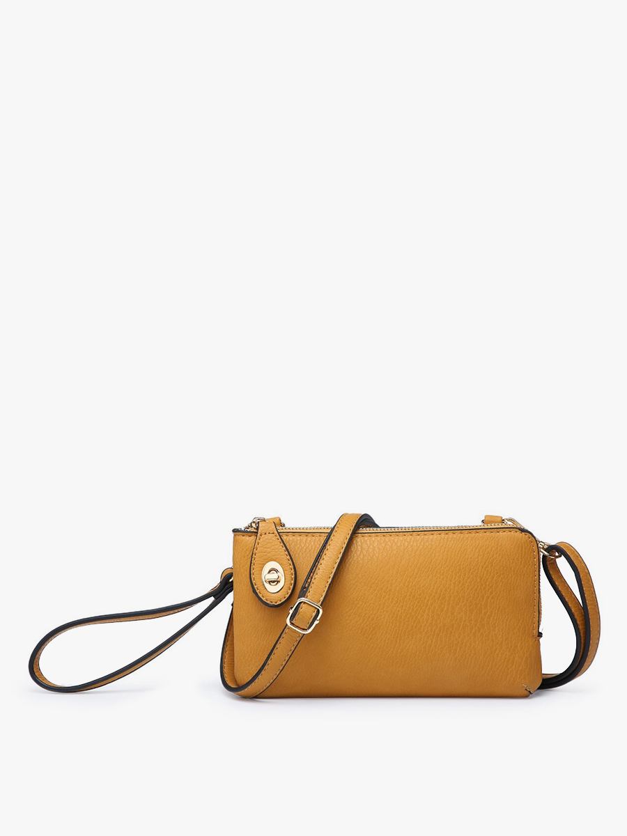 M1818 Kendall Crossbody/Wristlet w/ Twist Lock Closure: Mustard