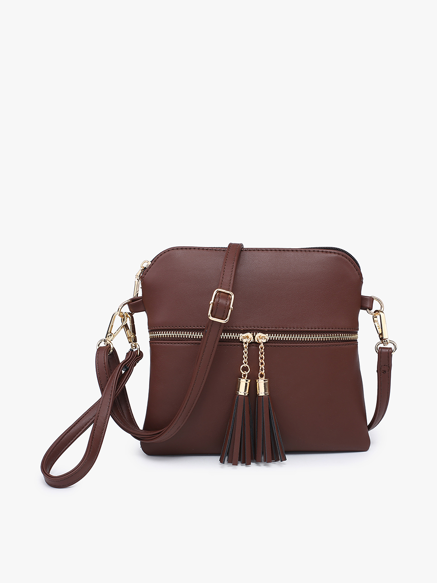 Dark Chocolate Tara Double Zip Crossbody/Wristlet:M1785