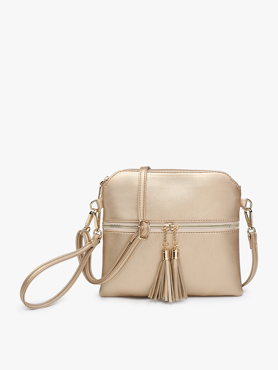 Dark Chocolate Tara Double Zip Crossbody/Wristlet:M1785