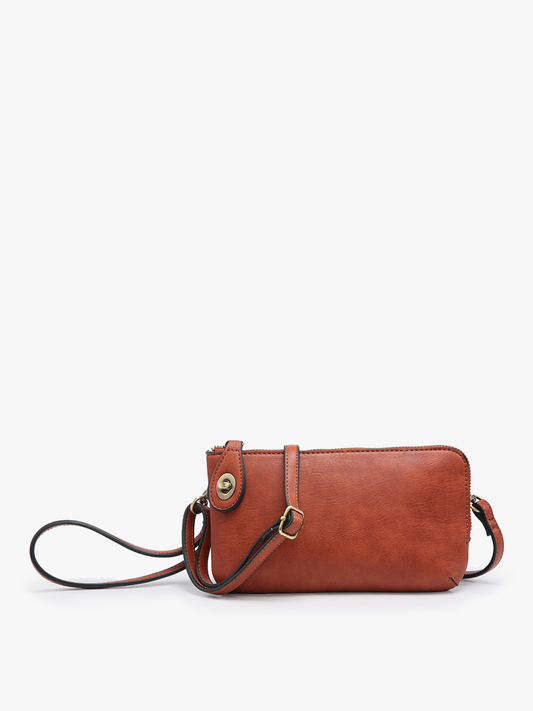 M1818 Kendall Crossbody/Wristlet w/ Twist Lock Closure: Rust