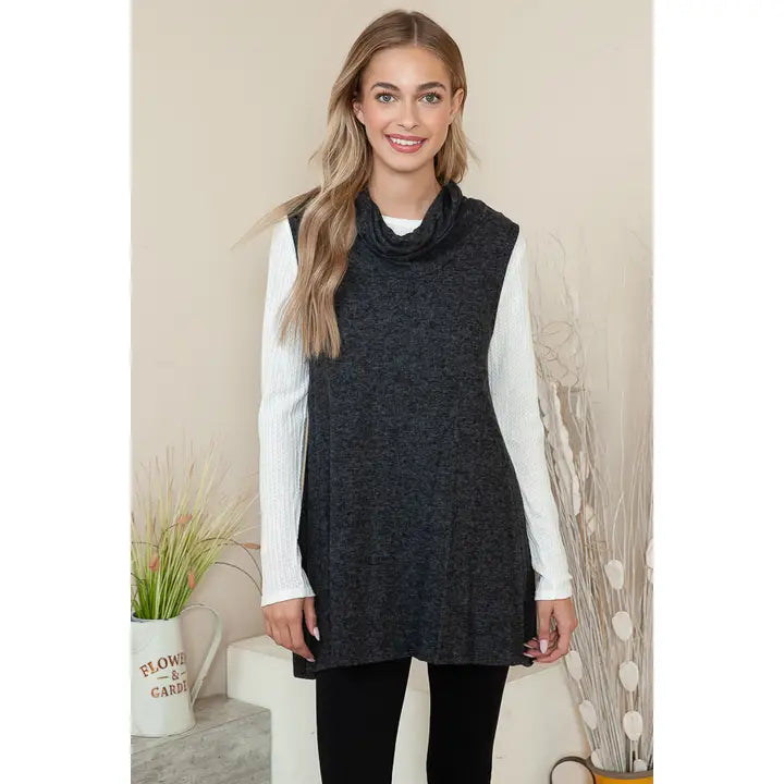 Sleeveless Turtle Neck Tunic Top