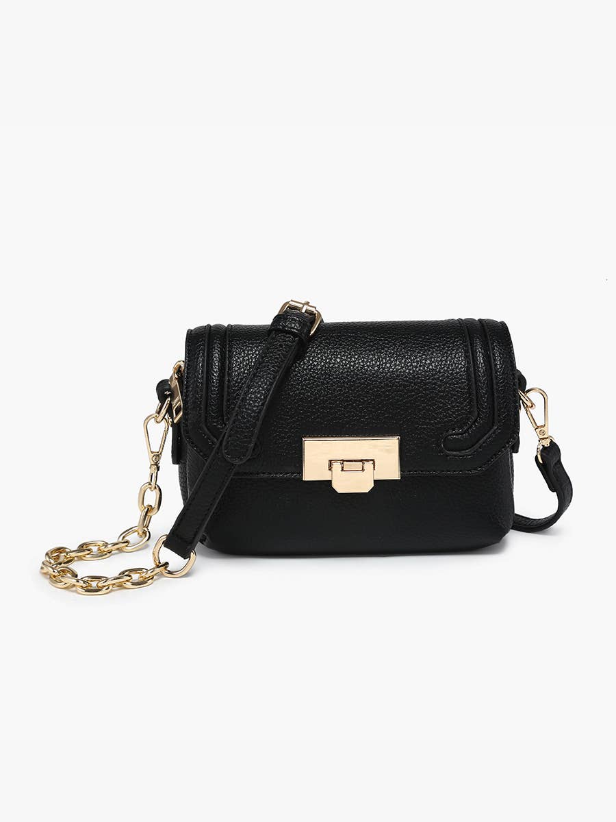 Black Casablanca Detailed Snap Crossbody