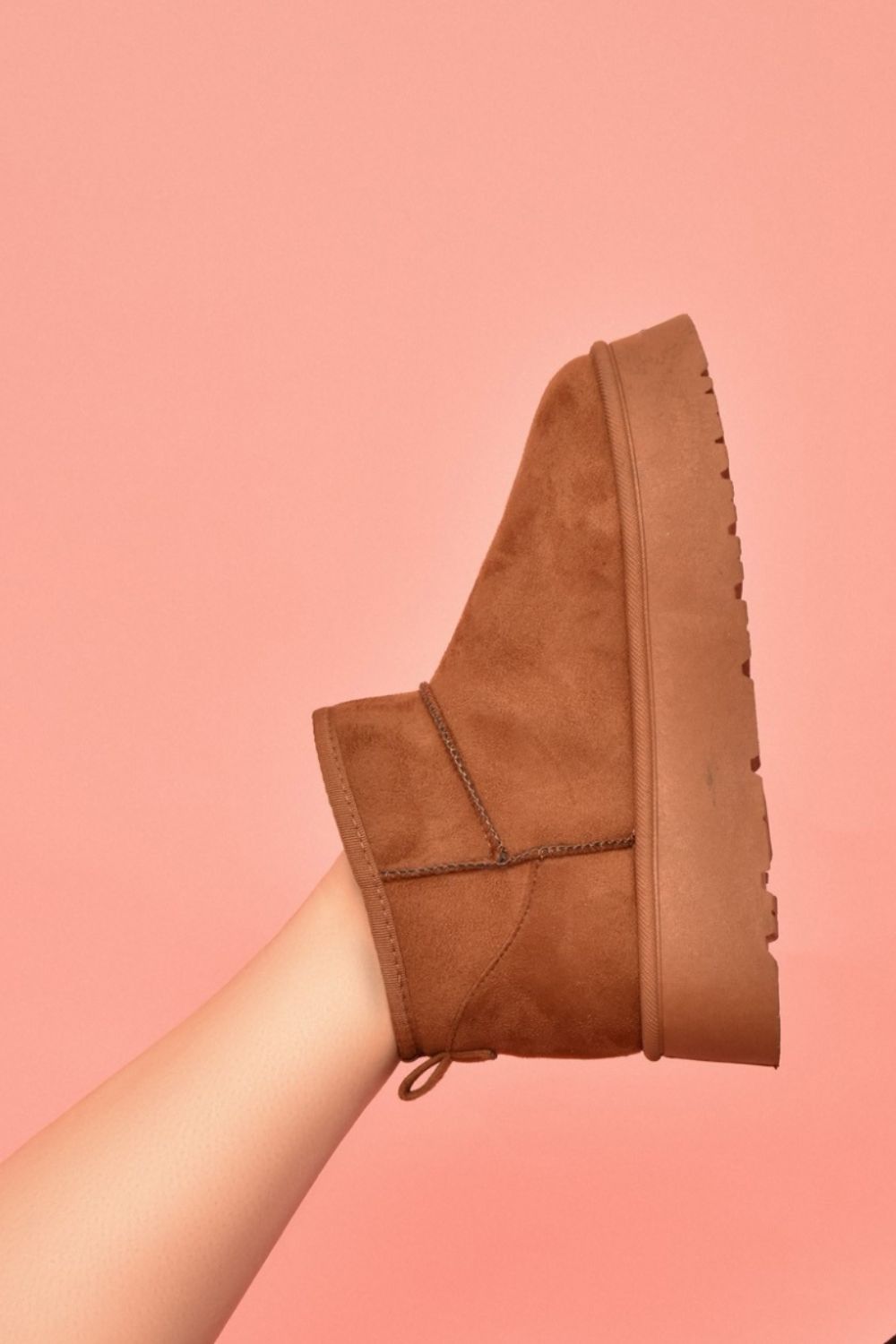 WILD DIVA Carmel Suede Round Toe Platform Booties